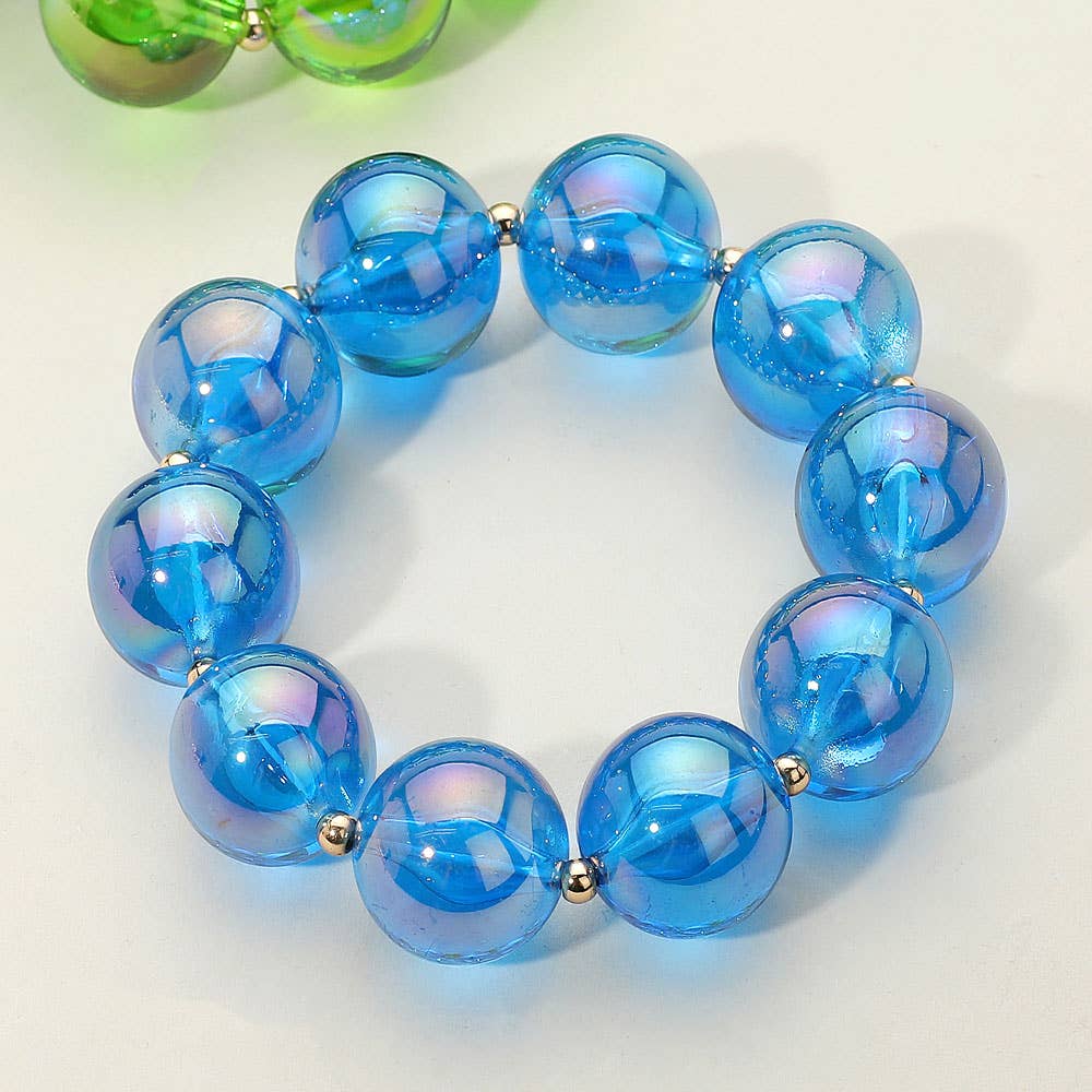 Sensibling Corp. - Wholesale Beaded Bracelet - Chunky Iridescent Ball Beaded Bracelet9