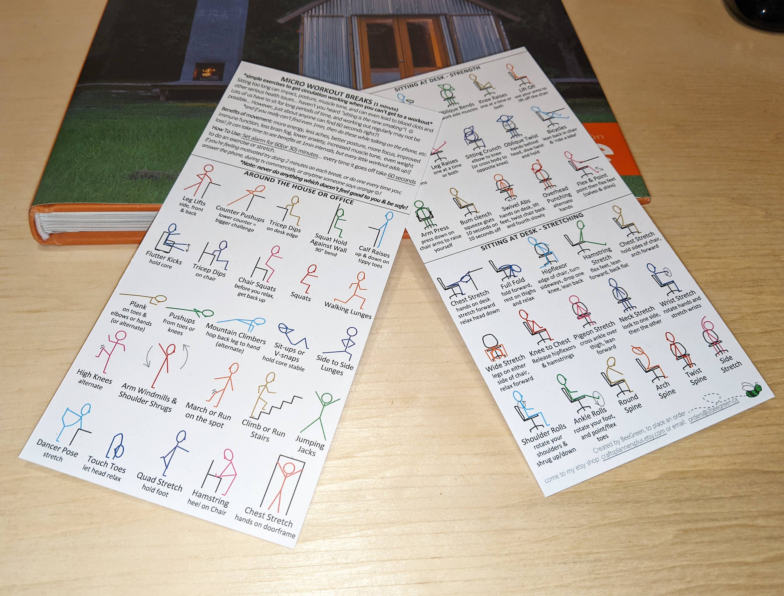 BeeGreen & CraftsPlannersPlus - Wholesale Bookmark - NEW~ Micro Workouts Bookmark - Keep Moving, 1minute workouts6