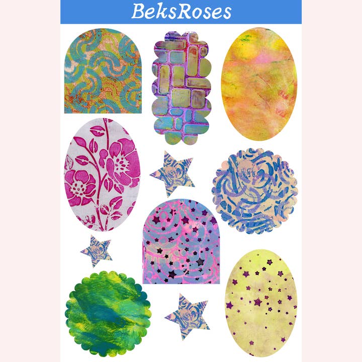 Gelli Printed Patterns Sticker Sheet for wholesale by BeksRoses LLC
