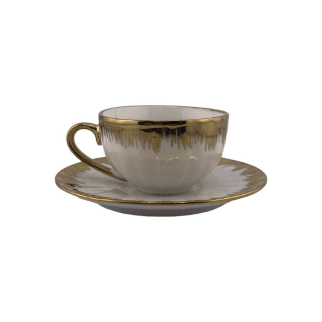 Atar Gifts - Wholesale Tea Set - White Tea and Coffee Set with Gold Accents3