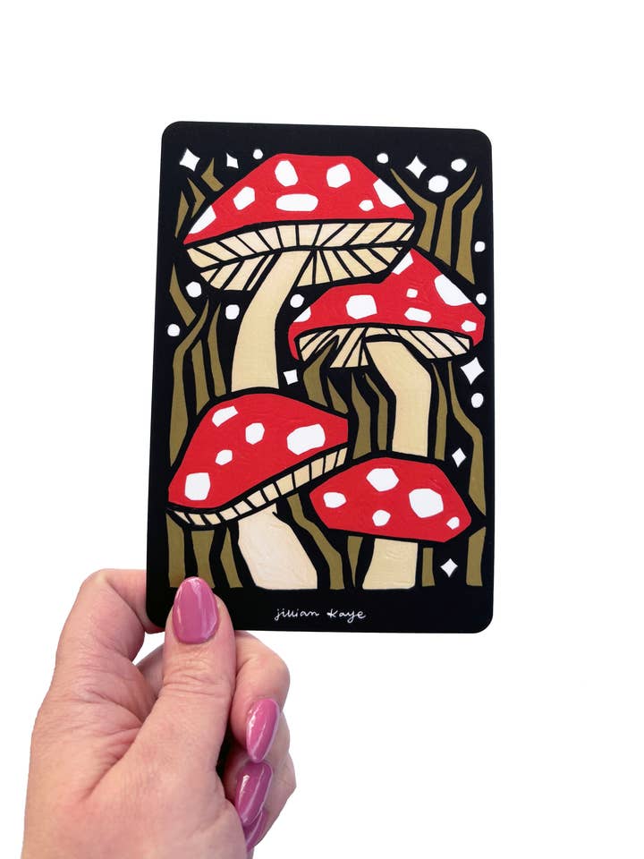 Toadstool Mushrooms | 4x6 Postcard Stationery for wholesale by Jillian Kaye Art