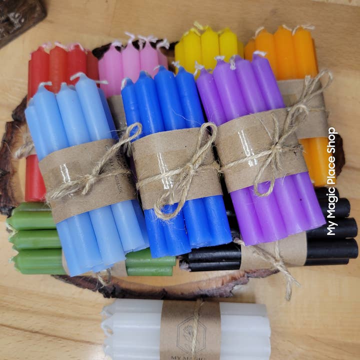 My Magic Place Shop - Wholesale Tapered Candle/Candlestick - Pack of 10 colored spell candles, Chime Candle 4 Inches6