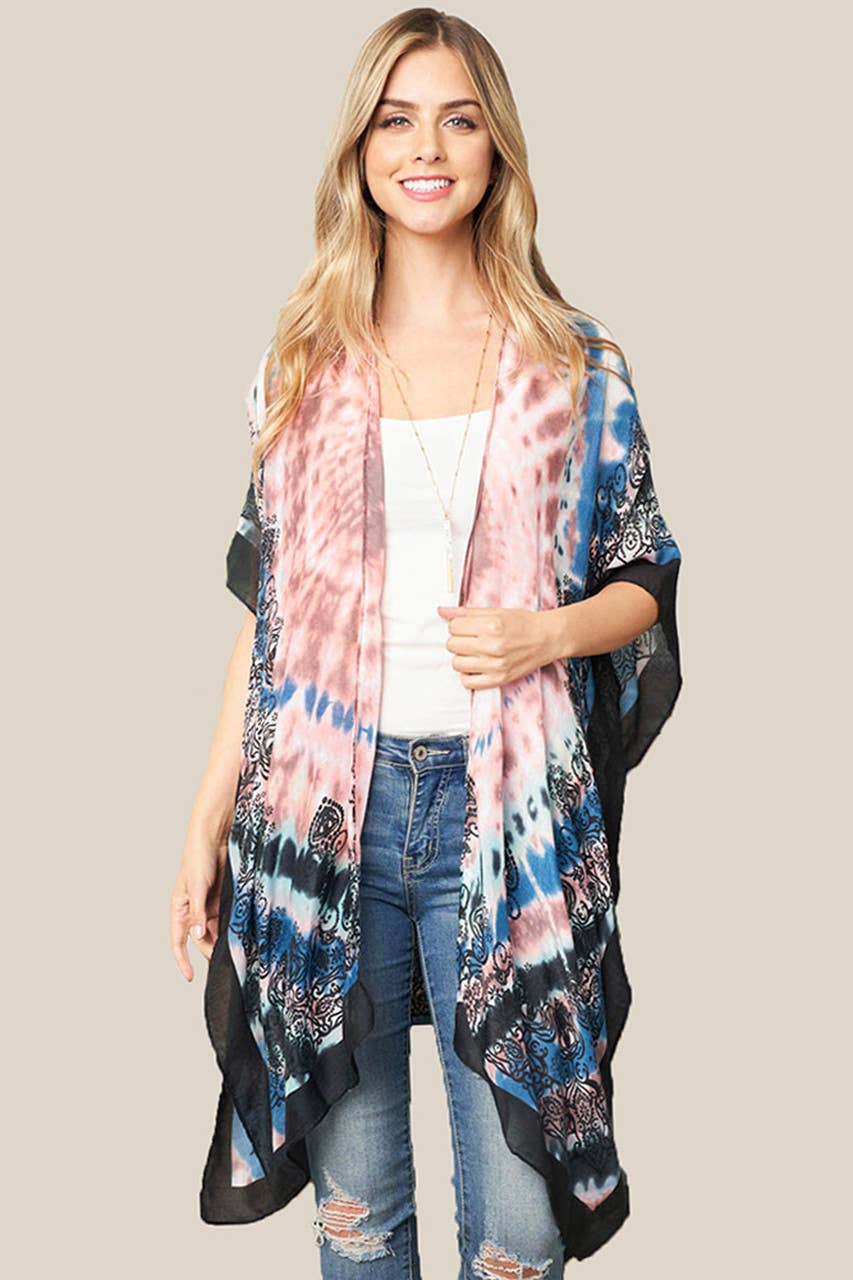 Hana - Wholesale Kimono - Women's - Tie Dye Boho Print Summer Kimono1
