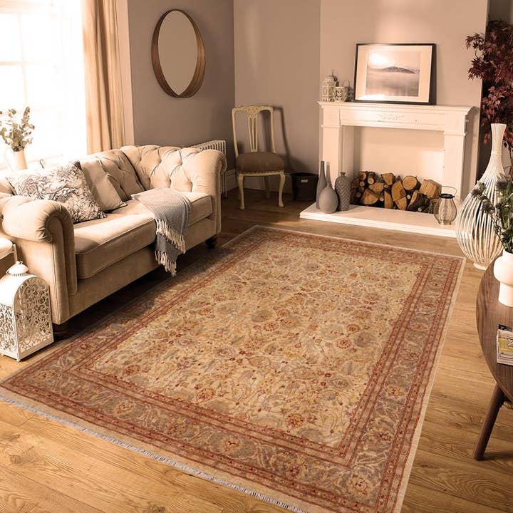 Tapete Oriental Ziegler Marlin Bege/Castanho em Lã - 2,44 m x 2,97 m por atacado de Arshs Fine Rugs