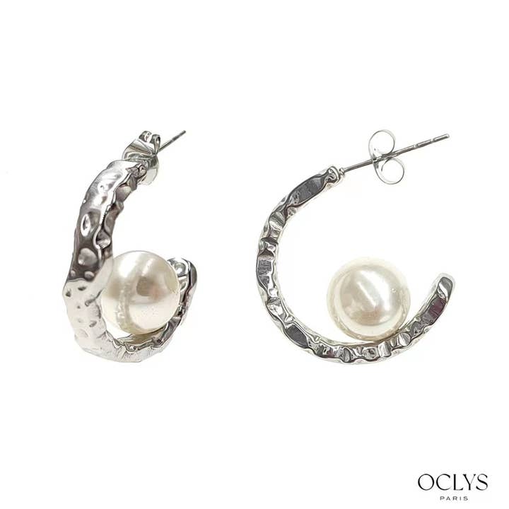 Oclys - Wholesale Dangle Earrings - Giana stainless steel pearl earrings1