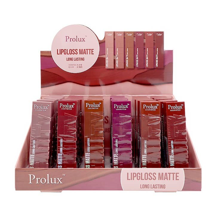 PINEAPPLE Beauty - Wholesale Lip Gloss - Prolux K-418B Long Lasting Matte Lip Gloss - 24 pcs