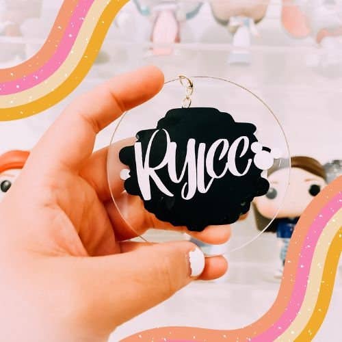 Llavero de círculo acrílico personalizado, llavero con monograma para venta al por mayor de Secondstaravenue