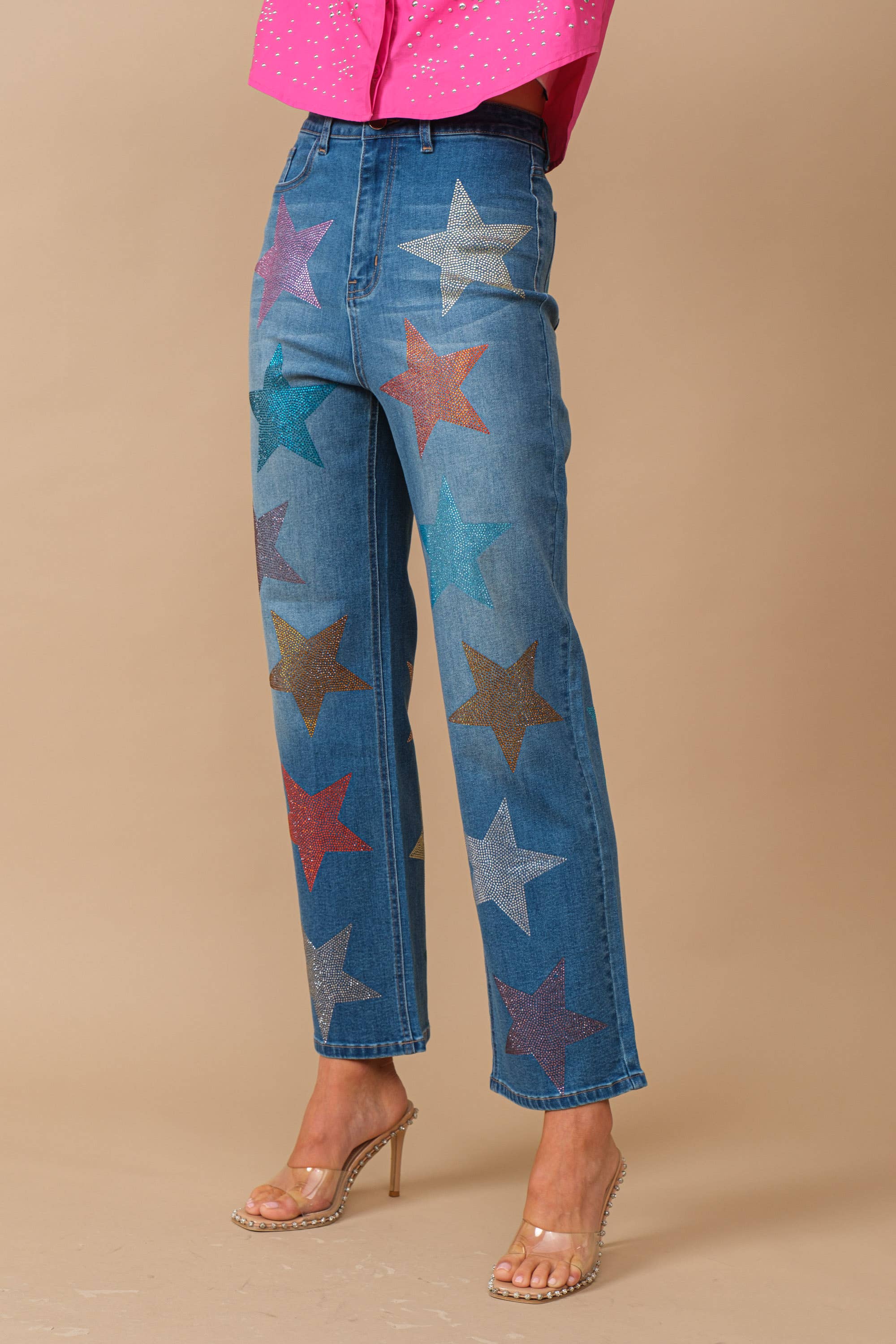 Blue B – wholesale Jeans – Women’s – 80024P - Star Rhinestone Embellishment Straight Leg Jeans7