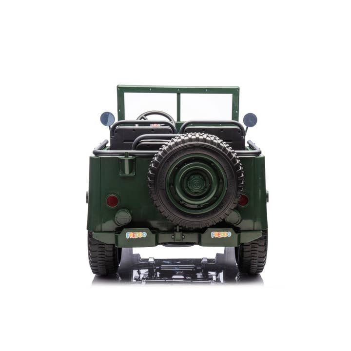 Green 24V Military Willy Jeep 3 Seater Electric Ride on for wholesale on Faire7