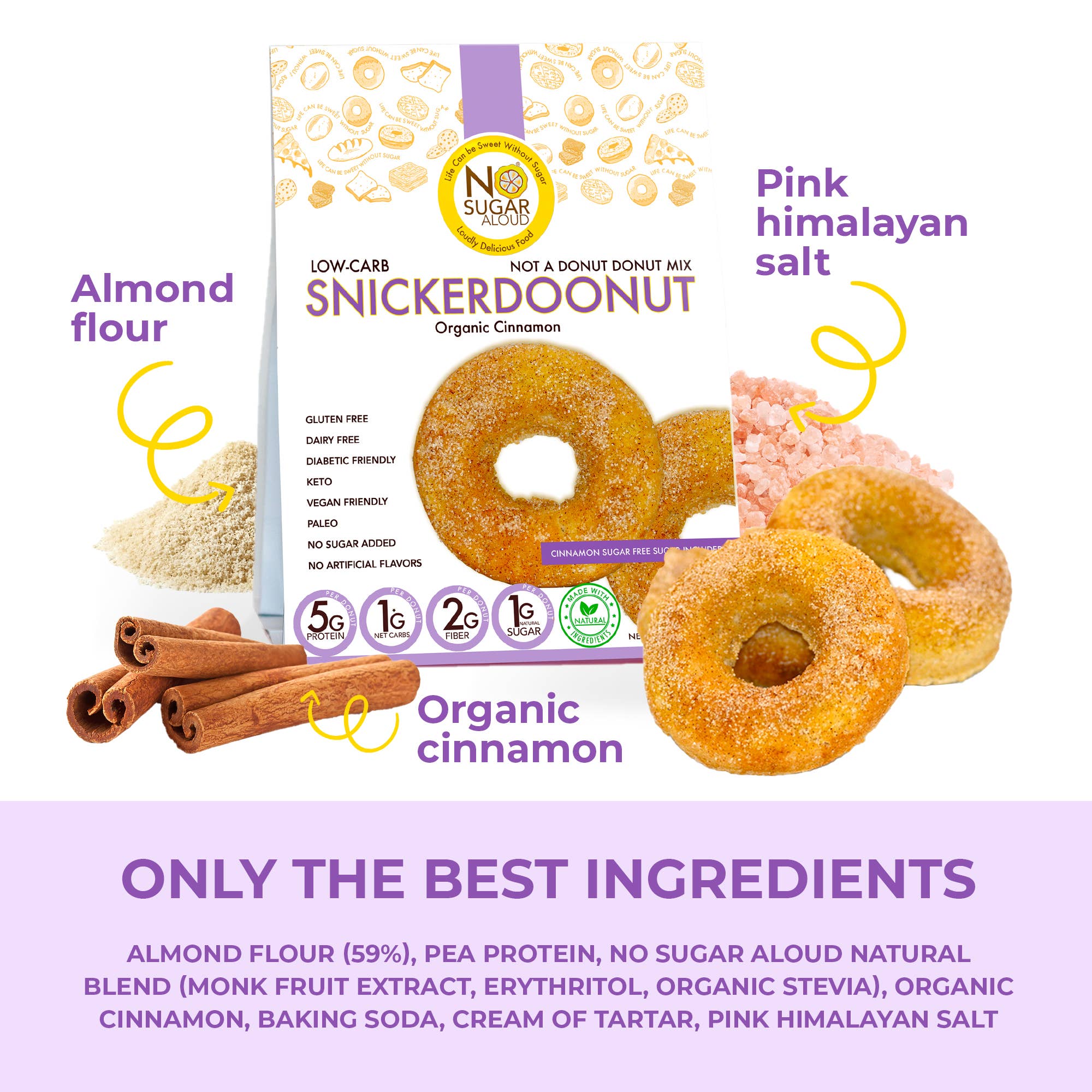 No Sugar Aloud LLC - Wholesale Cake Mix - Low Carb Snikerdoonut Donut Mix5