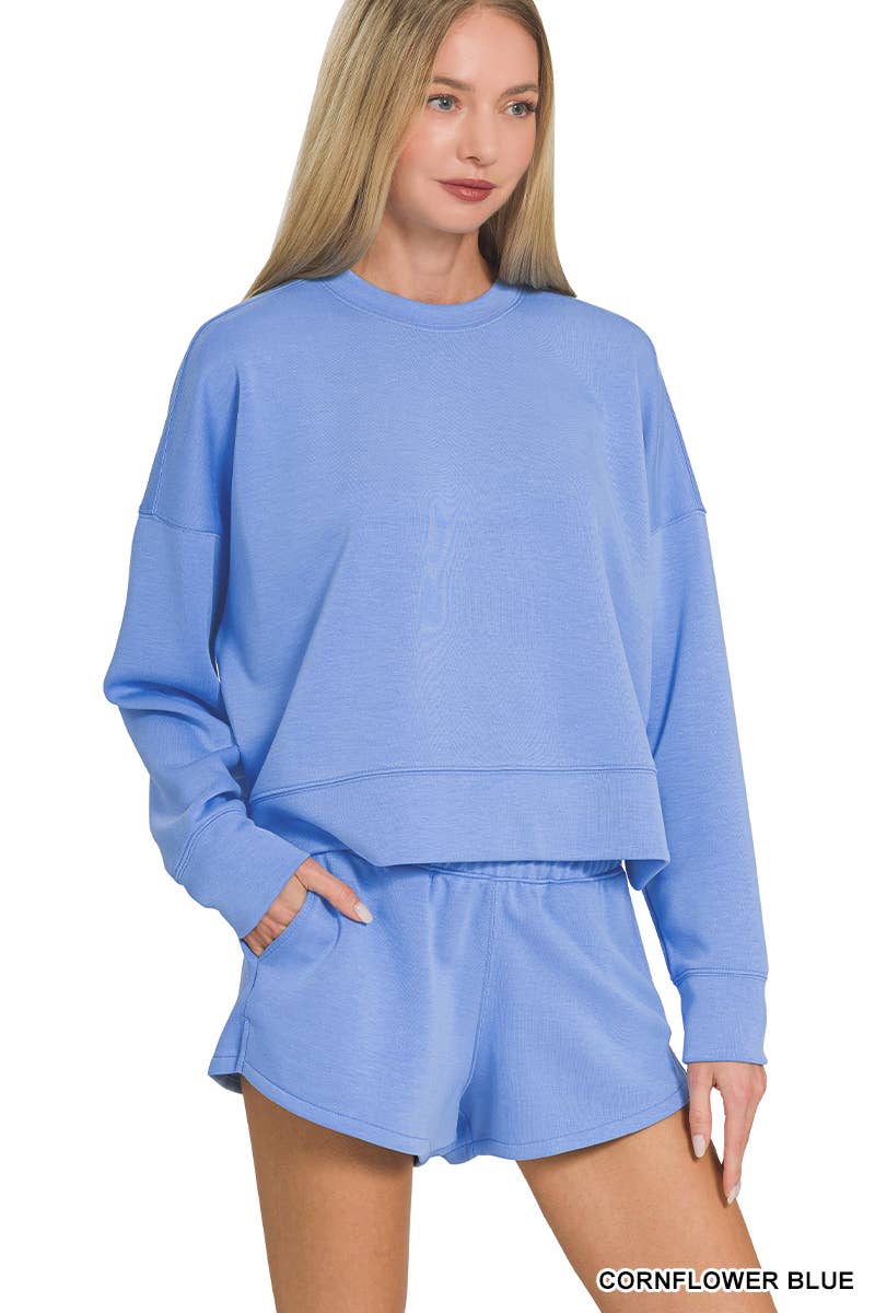 Vanilla Monkey – wholesale Mjukisset – Dam – Scuba långärmad sweatshirt och shorts set2