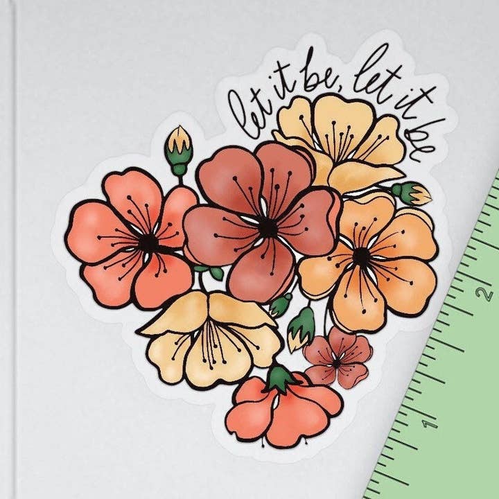 Adesivo Let It Be | Adesivo floral transparente | Decalque de meias | Adesivos de flores transparentes por atacado de WritingLoveShop