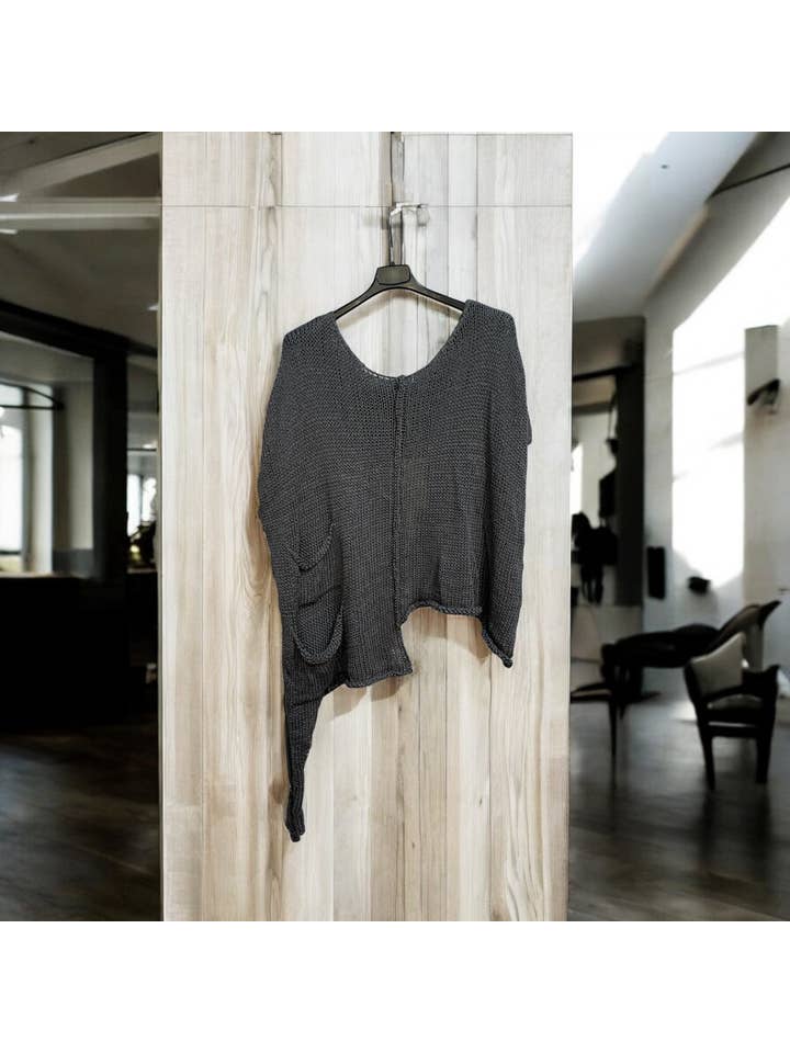 la maison des fibres naturelles – wholesale Tunikatröja - Dam – Asymmetrisk bomullströja med dekorativ knut 1516, 100 % bomull12