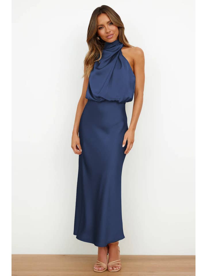 Sweetkama - Wholesale Dress - Women's - Ladies Eleganr Sleeveless Satin Midi Dress GQQT6