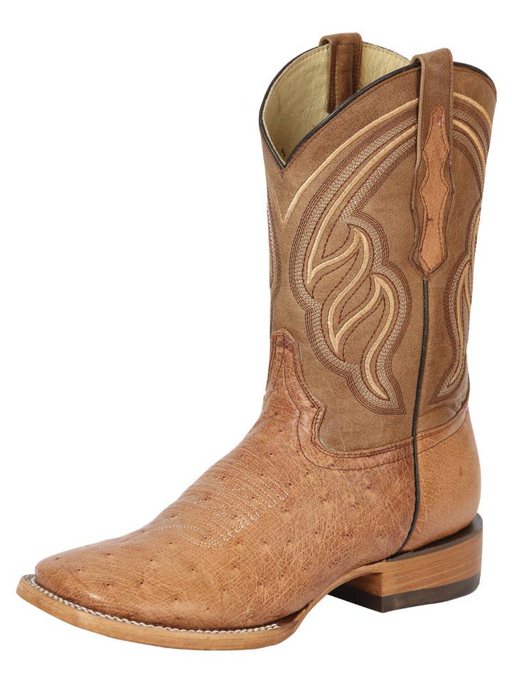El General Men's Exotic Ostrich Belly Western Boots Brandy Bruciato for wholesale by Conejo Western Wear