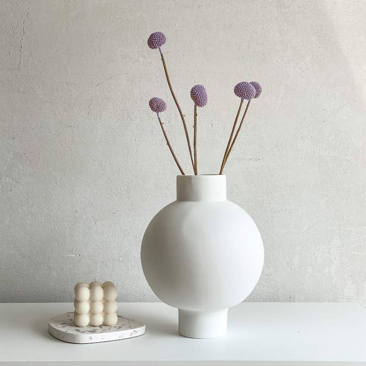 Oasis of Life - Wholesale Dried/Pressed Flowers - Craspedia – Drumsticks – Dried & preserved dried flowers (30–40cm) – In white, yellow, pink, purple, apricot, blue, orange, red, or brown – 1 stem or bunch of 5 pieces – Long-lasting & maintenance-free8