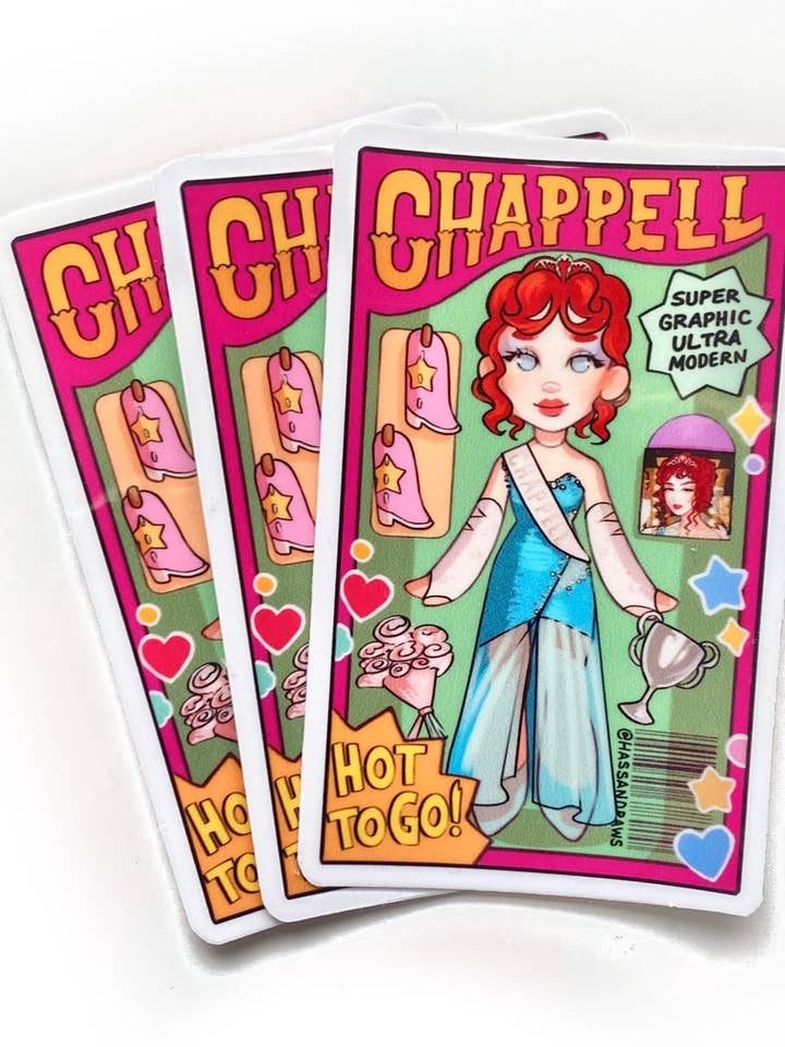 Pegatina de arte de dibujo de muñeca inspirada en el pop de Chappel Roan para venta al por mayor de Hassan Draws