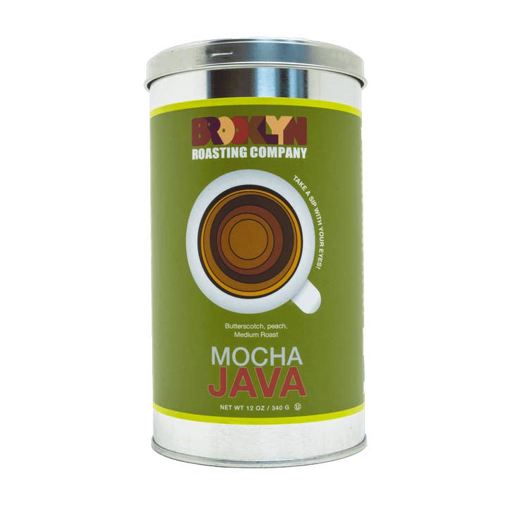 Brooklyn Roasting Company - Wholesale Coffee Beans - Brooklyn Roasting Company Mocha Java Blend, Fair Trade Whole Bean Coffee 12oz Tin