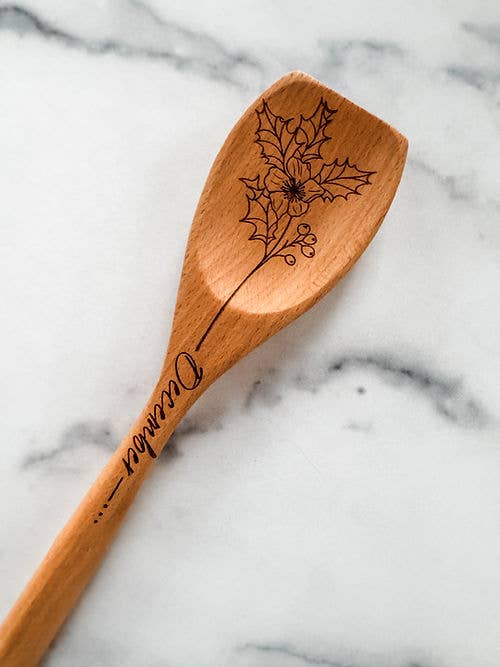 Wood & Ash - Wholesale Kitchen Spoon - Birth Flower Wooden Cooking Spoons11