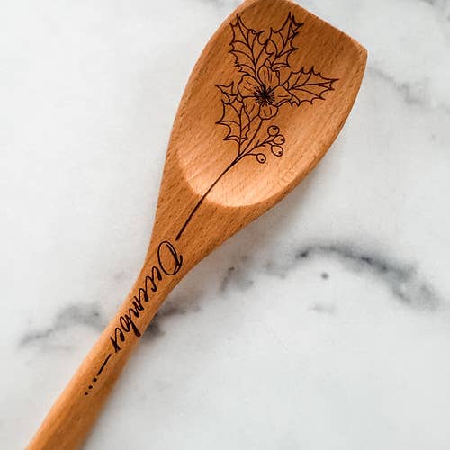 Wood & Ash - Wholesale Kitchen Spoon - Birth Flower Wooden Cooking Spoons11