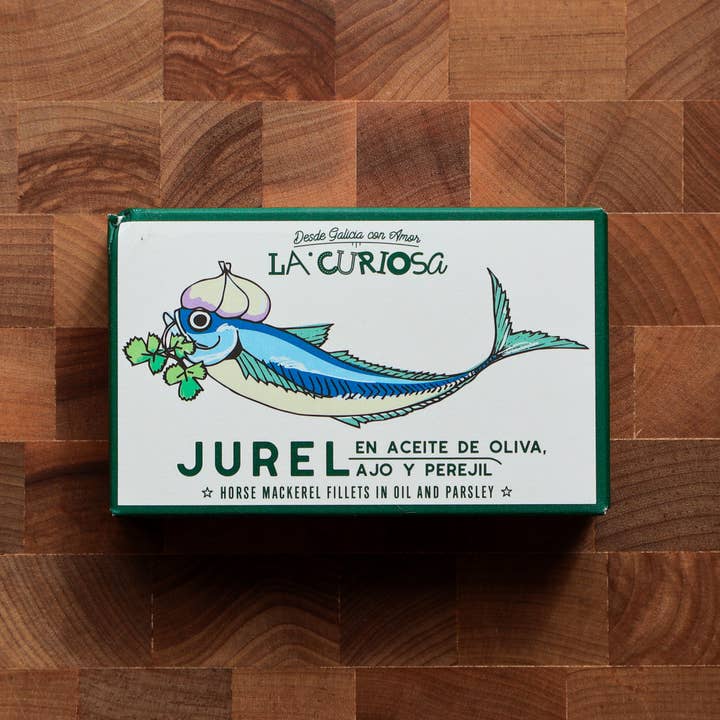 La Curiosa Chinchard à l'Ail & Persil, 120g pour la vente par FishNook Tinned Seafood Co.