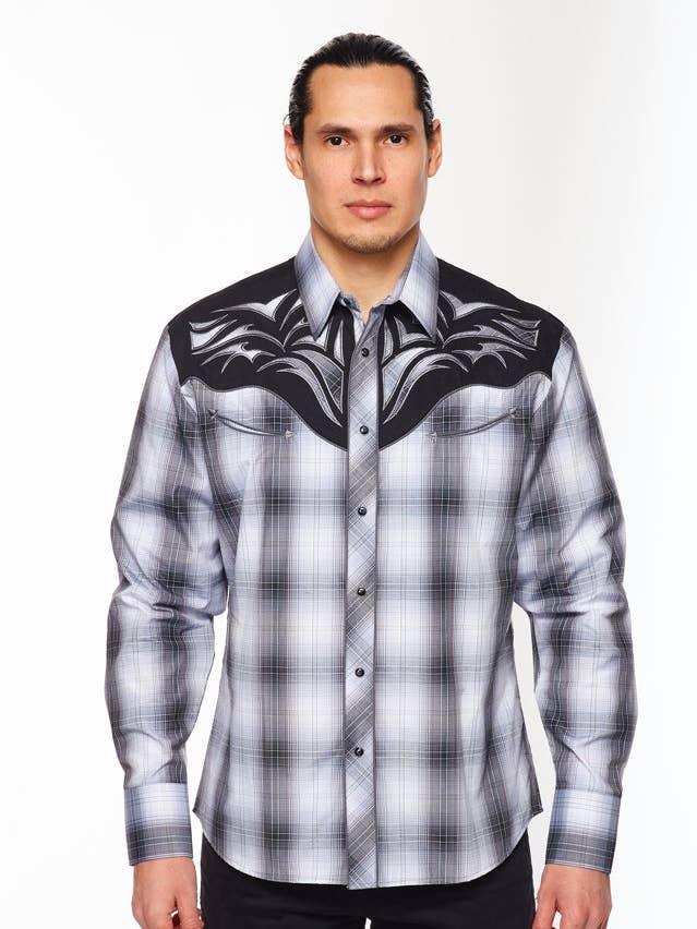Men's Western Cowboy Embroidery Shirt -PS500L-554 for wholesale by Rodeo Clothing