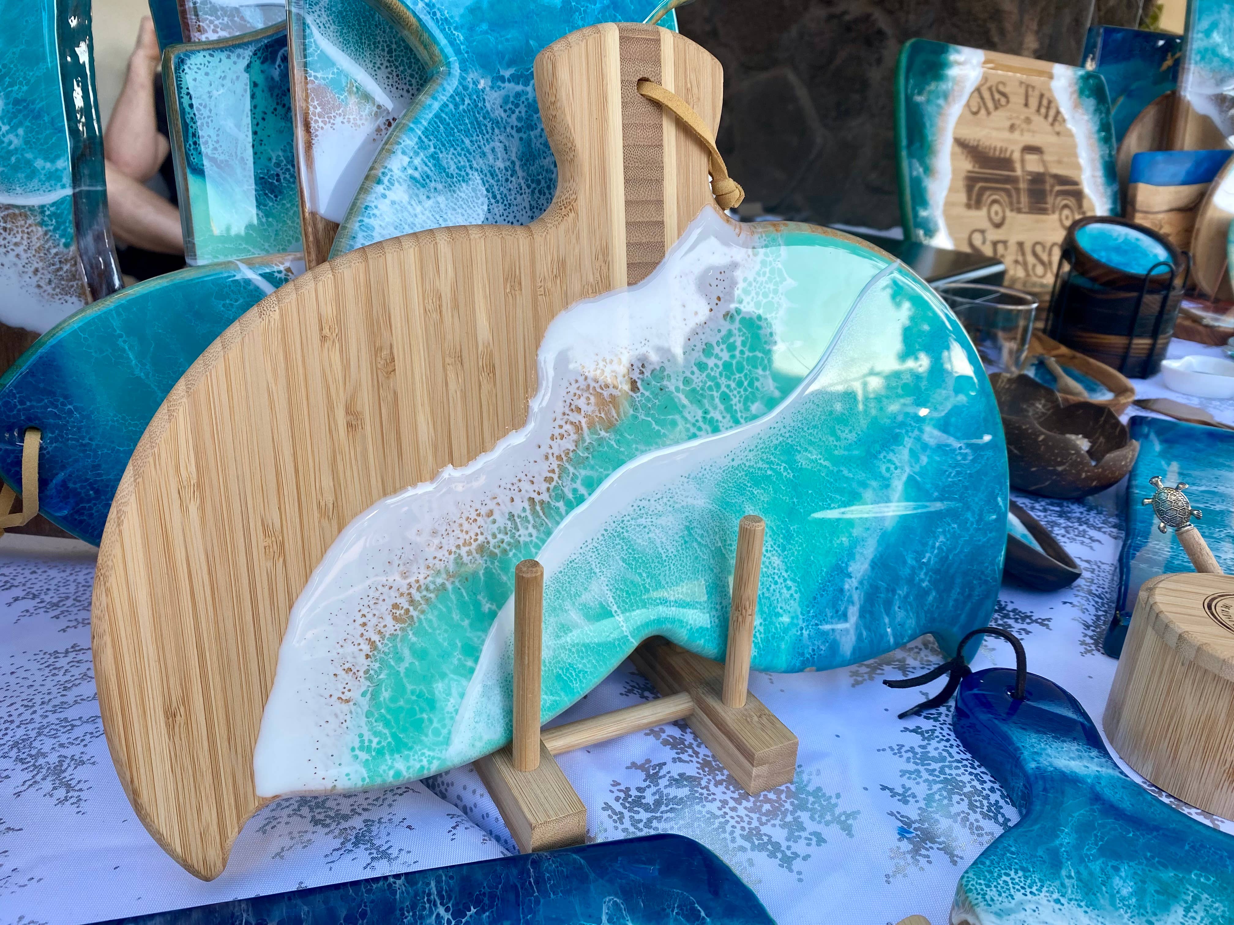 TBM Creations LLC - Wholesale Cheese Board - NEW Whale Tail Ocean Resin Charcuterie Board – Maui Made9
