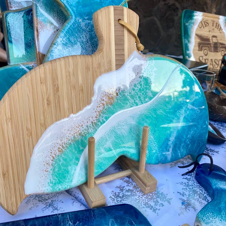 TBM Creations LLC - Wholesale Cheese Board - NEW Whale Tail Ocean Resin Charcuterie Board – Maui Made9