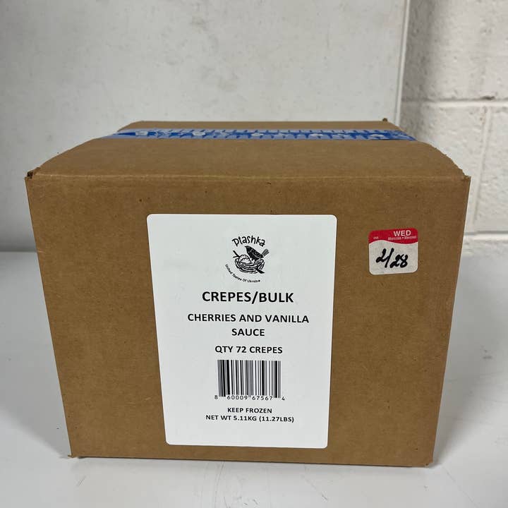 Ptashka - Wholesale Shelf Stable Prepared Meal - Bulk Cherry & Vanilla Sauce Crepes 72 ct Frozen Fully Cooked5