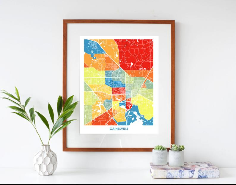 Juanita's Adventures - Wholesale Art Print - Juanitas Gainesville Map Print2
