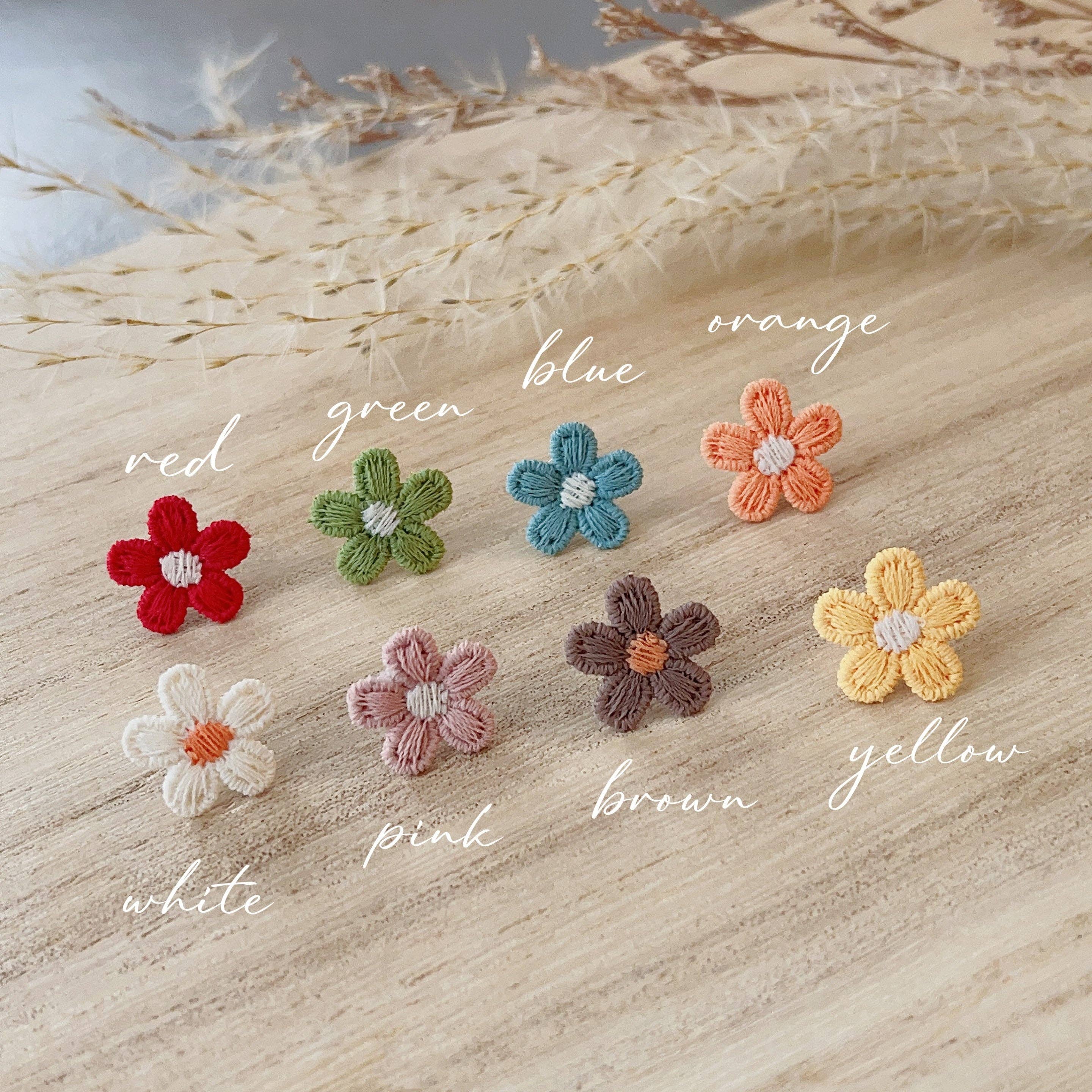 Giggle with Love - Wholesale Stud/Post Earrings - Embroidery Stud Earring| Handmade Thank You Gift| Spring Embroidery Studs| Book Mark Flower Stud|Bridesmaid Gift|Mother Day Gift9
