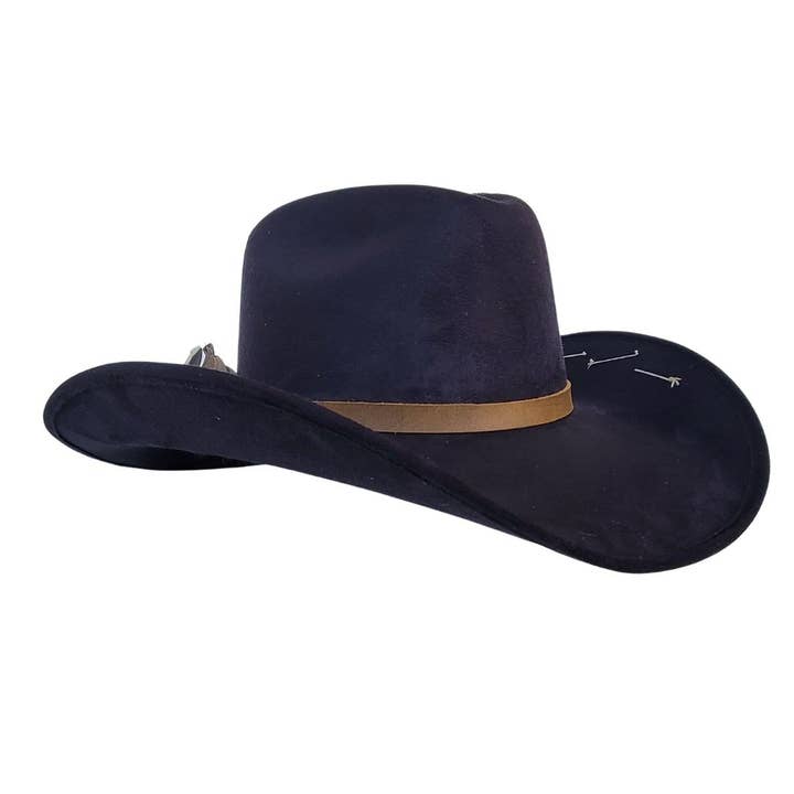 PAX Black Polyester Suede Cowboy Hat for wholesale on Faire