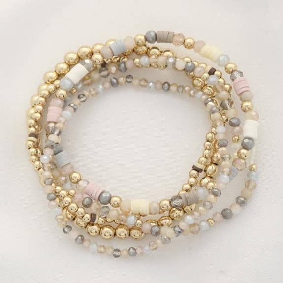 GOLD BALL RUBBER BEAD ASSORTED BRACELET SET for wholesale on Faire0