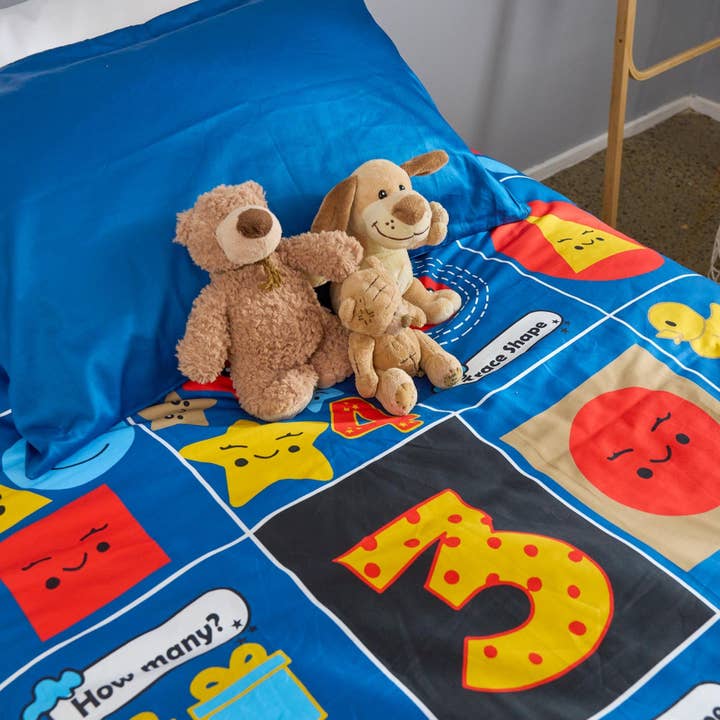 Snuggle & Learn Math Kids Quilt Cover Set - Includes fun maths activity booklet for wholesale by Jo's Dreamland