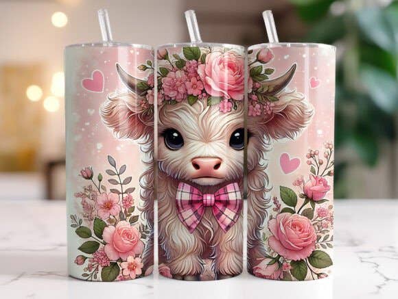SubliMasterUK – wholesale Insulated mug/tumbler – Highland Cow / Handmade Tumbler Stainless Steel -20 OZ/ With Straw.6