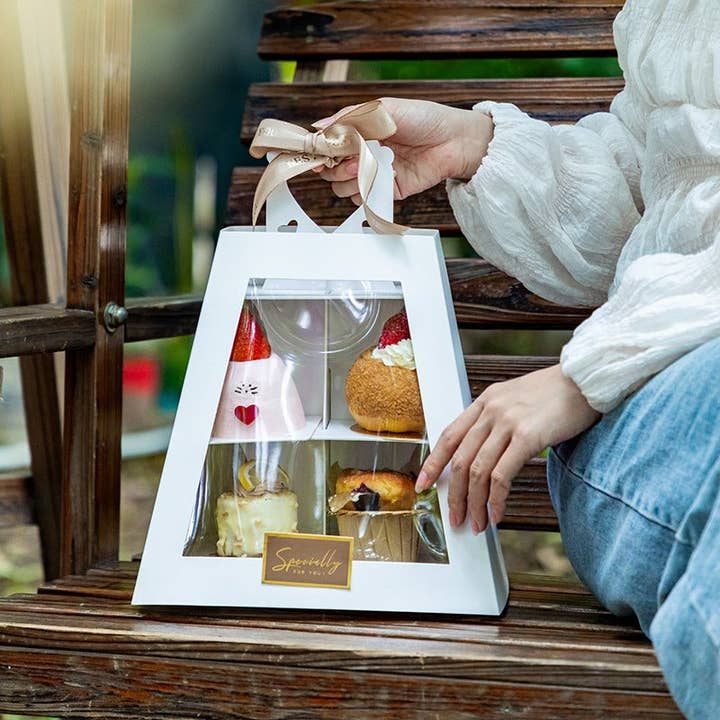 Elegant Design Supply – Caixa de presente por atacado – Padaria Trapezoide 2 Camas/Cupcakes Suporte de Sobremesa1