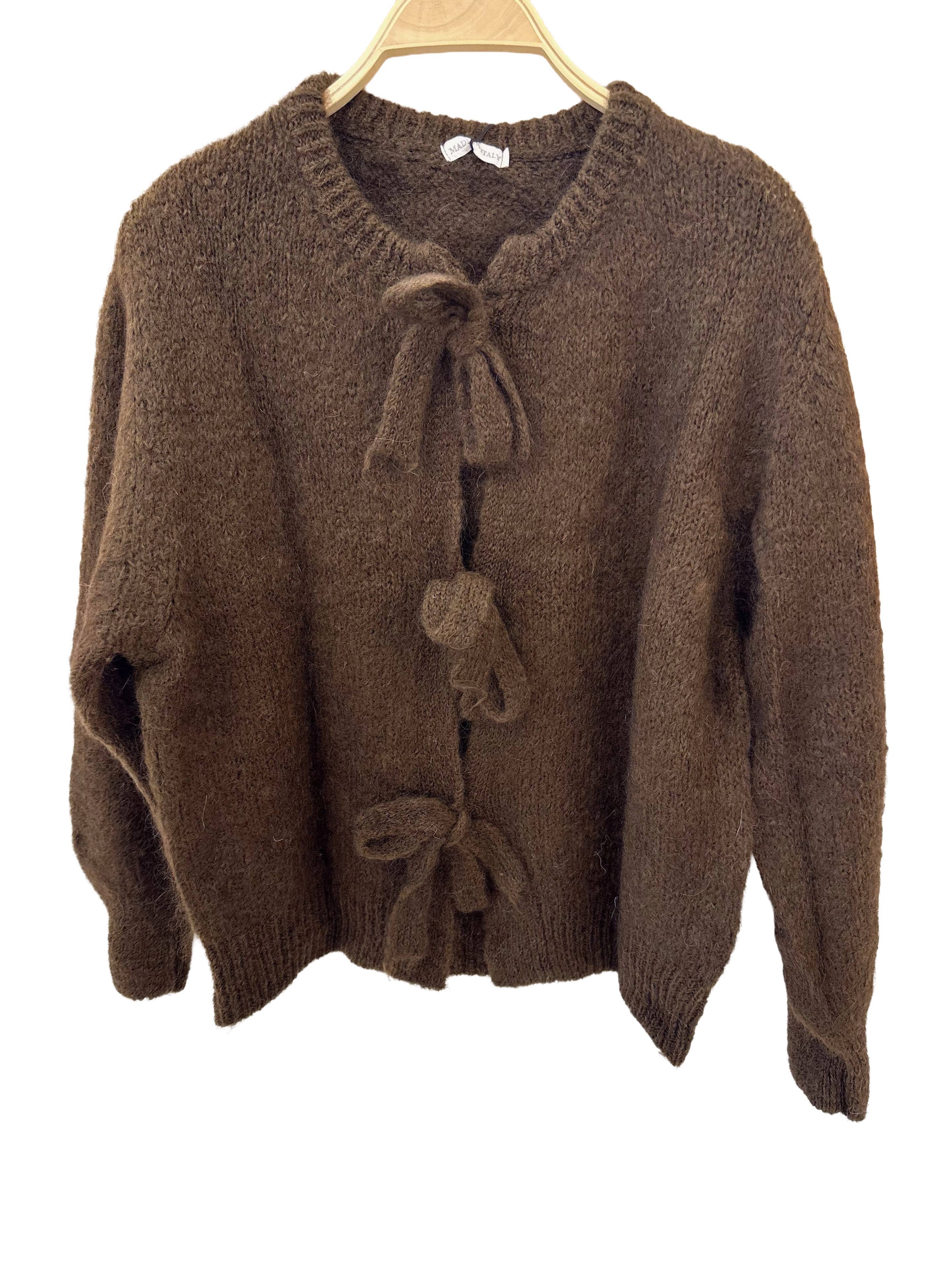 Orice – Cardigan - Mulher por atacado – Cardigã de tricô em lã mohair com laço - Orice28