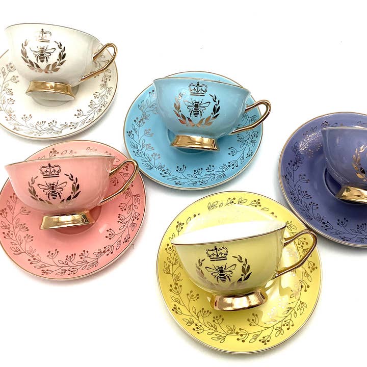 All Little Cute Things - Wholesale Tea Set - Regency Golden Bee Yellow with Gold Teacup and Saucer3