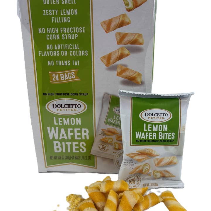 Dolcetto Lemon Wafer Bites .7oz / 4 Sleeves / 24 Ea. for wholesale by Wholesome Good