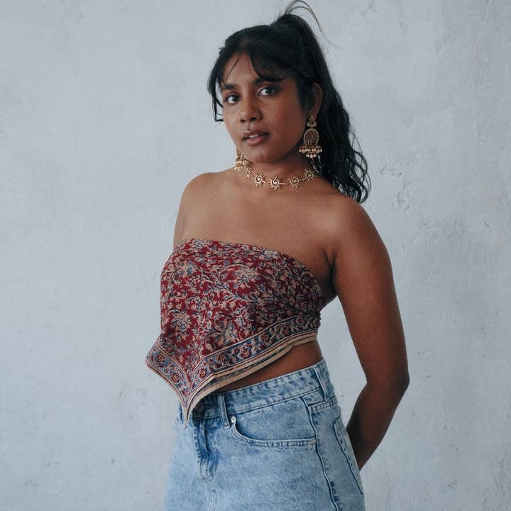 Red Weed - Bandana in cotone Kalamkari (KK1416) per la vendita all'ingrosso da parte di White Lotus Fashions