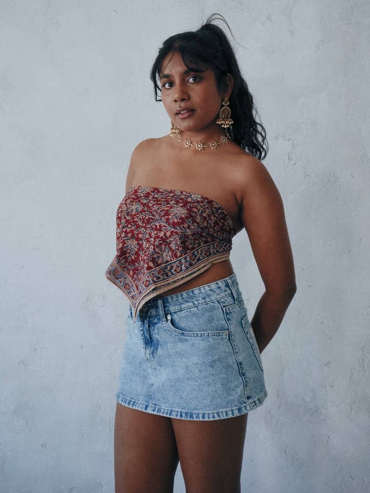 Red Weed - Bandana in cotone Kalamkari (KK1416) per la vendita all'ingrosso da parte di White Lotus Fashions