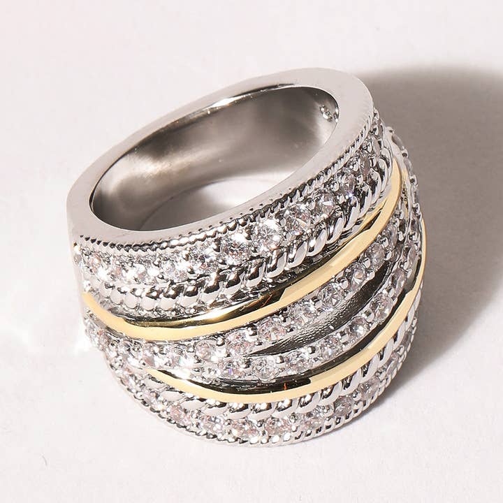 Two Tone Multi-Layered CZ Micro Pave Ring  and other Purchase Wholesale rings and things. Free Returns & Net 60 Terms on Faire trending on Faire.