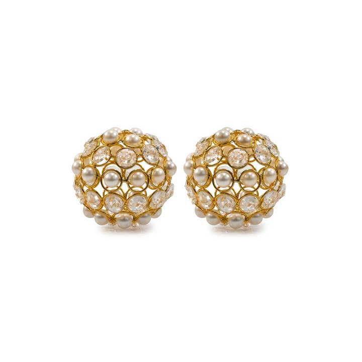 Facetas 3" Gold Cristal & Pearl Sphere - Set of 2 for wholesale by Modern Day Accents