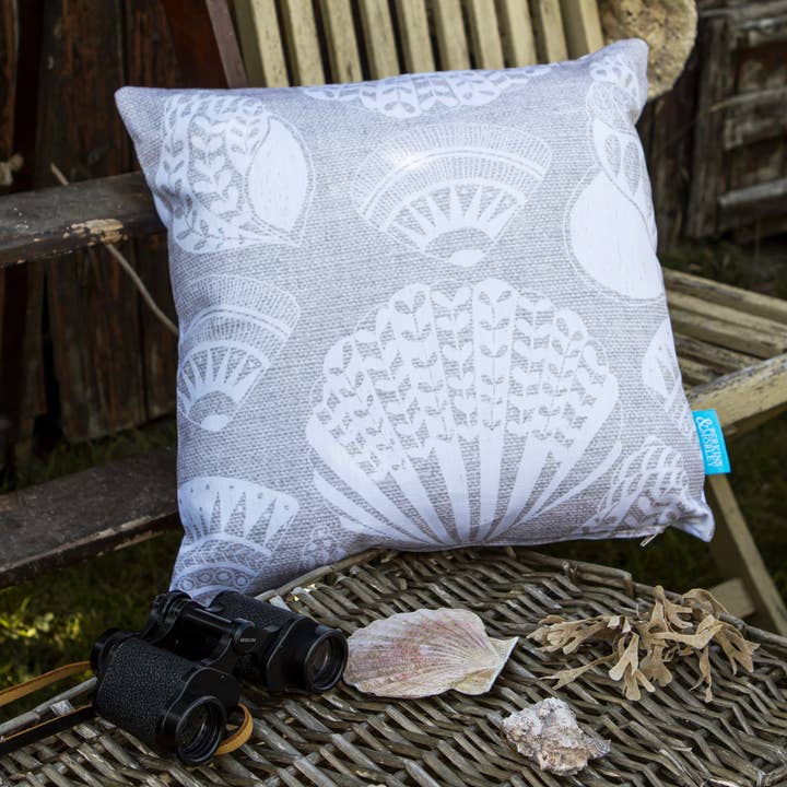 Shell Cream On Ecru Outdoor Cushion for wholesale by Perkins & Morley