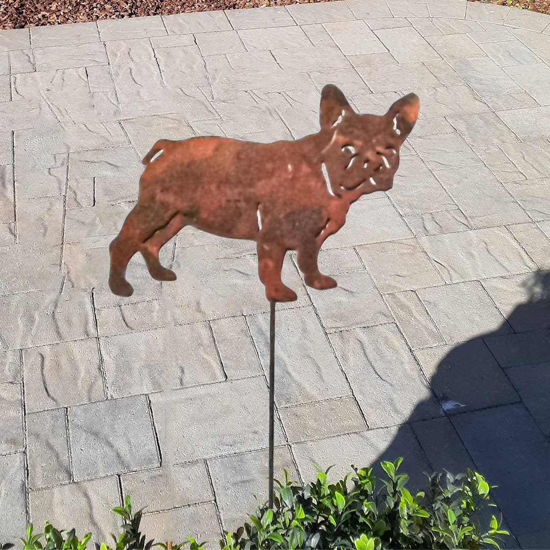 California Home & Garden - Wholesale Garden/Lawn Stake - Rust Frenchy DOG Pic Garden Art1