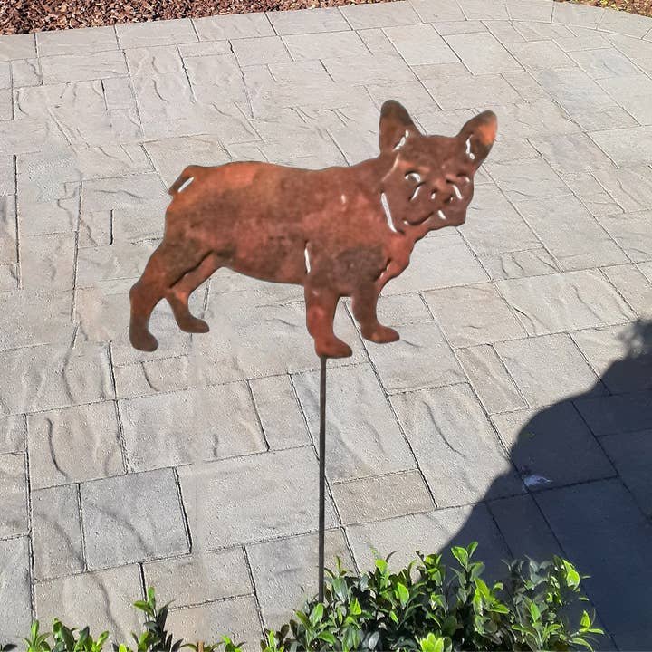 California Home & Garden - Wholesale Garden/Lawn Stake - Rust Frenchy DOG Pic Garden Art1