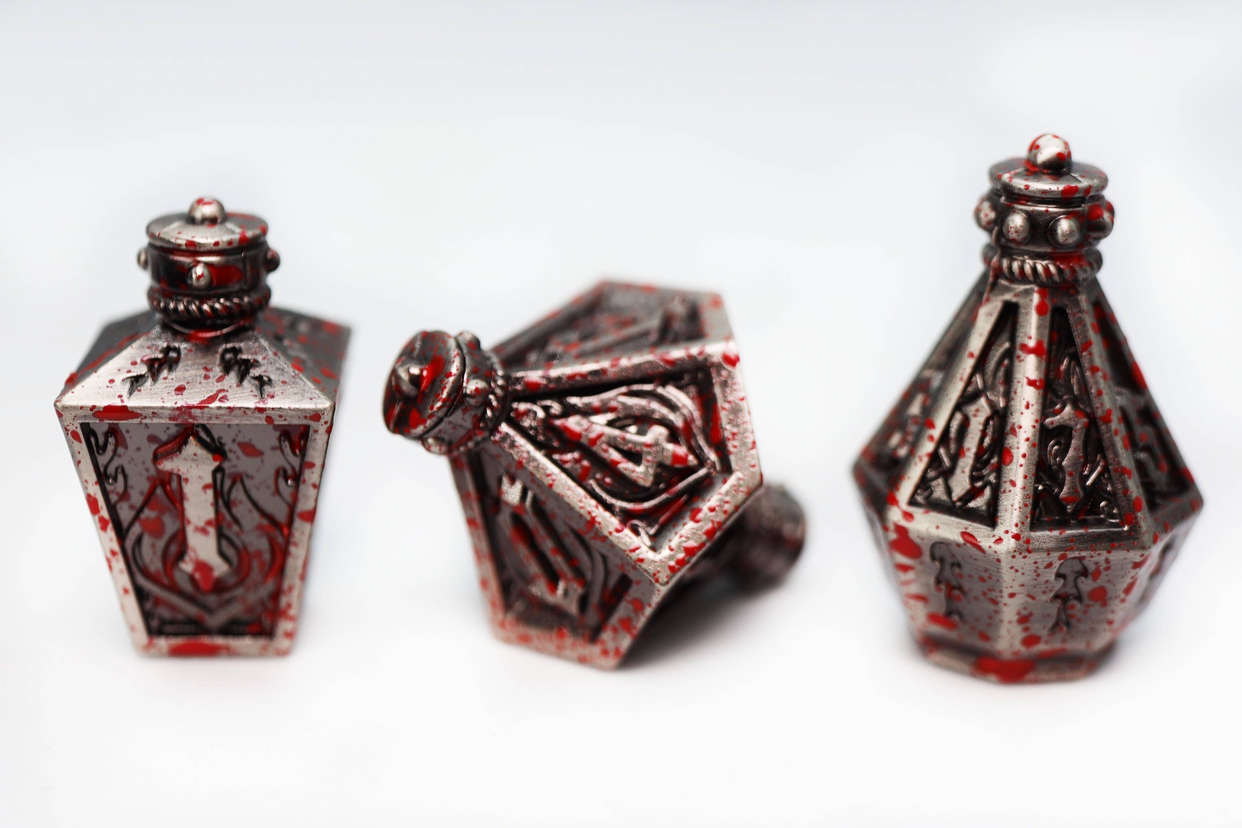 Foam Brain Games - Wholesale Dice - Moonlit Lantern: Blood Splatter - Metal RPG Dice Set3