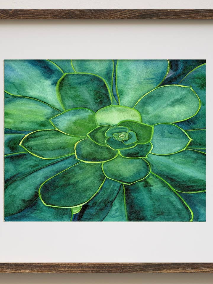 Shades of Green Succulent Art Print for wholesale by Jradartdesign
