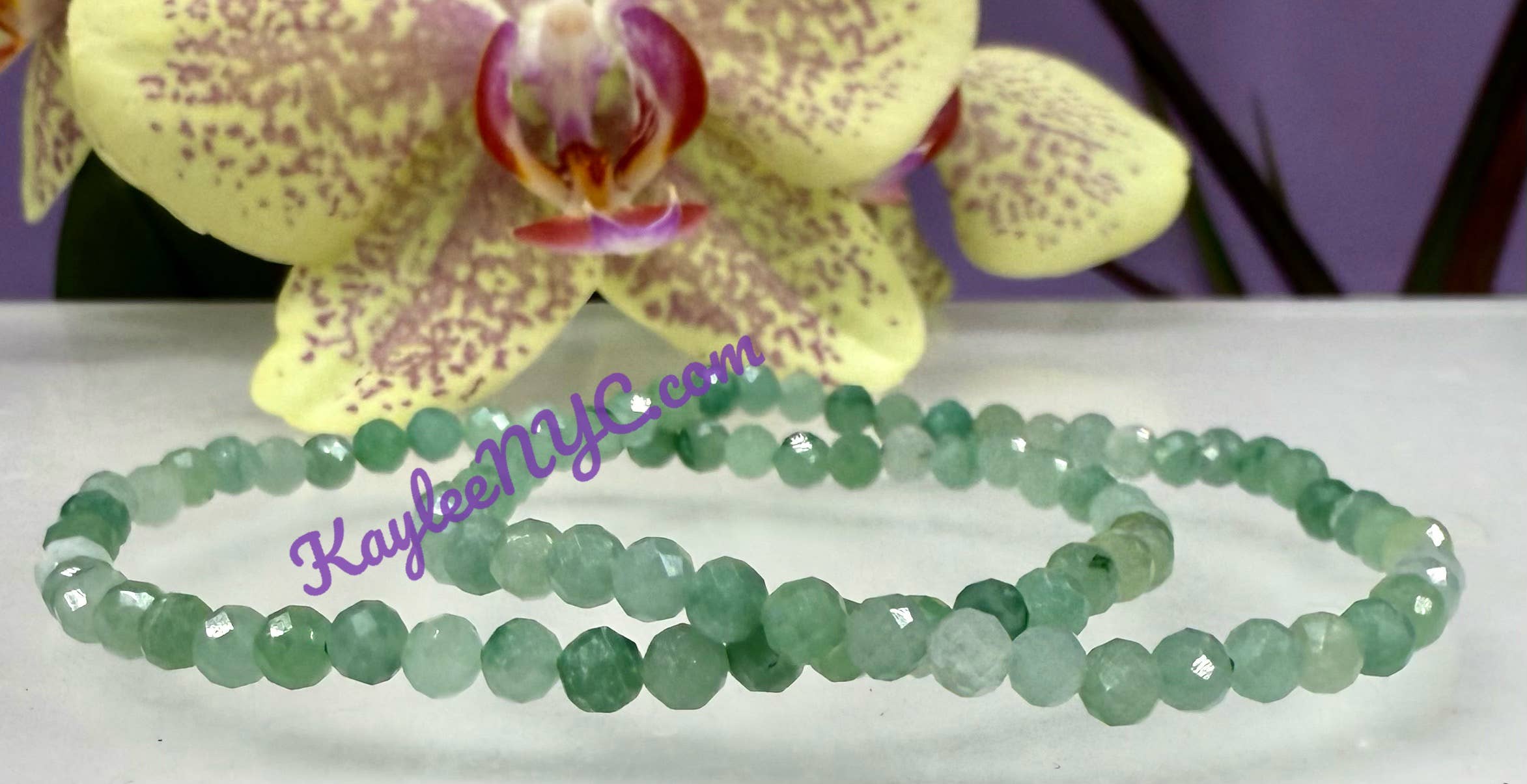 KayleeNYC - Wholesale Beaded Bracelet - 4mm Faceted Natural Burma Jade Jadeite 7.5" Crystal Bracelet4