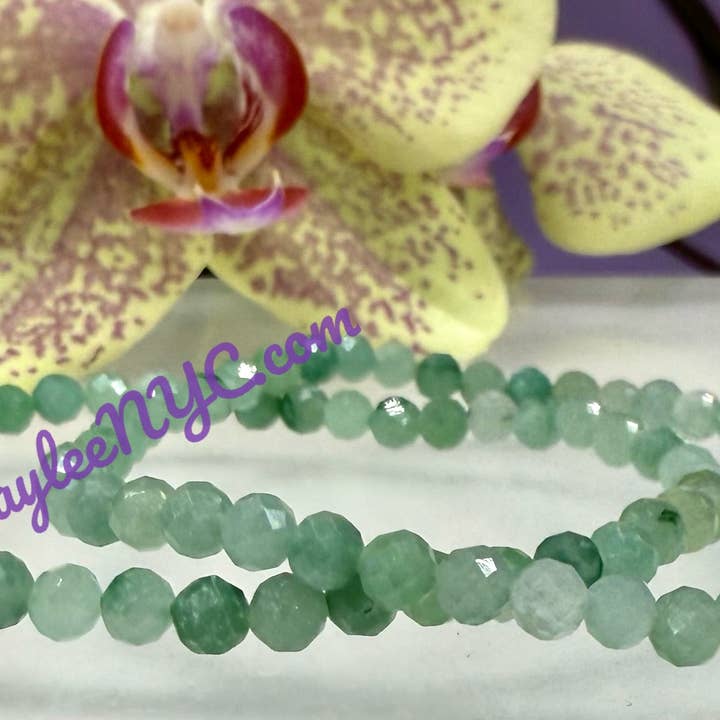KayleeNYC - Wholesale Beaded Bracelet - 4mm Faceted Natural Burma Jade Jadeite 7.5" Crystal Bracelet4
